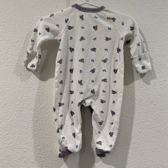 Ralph Lauren Polo Bear Cotton Footed White Striped Logo Coverall Size 3 Months - Picture 9 of 15